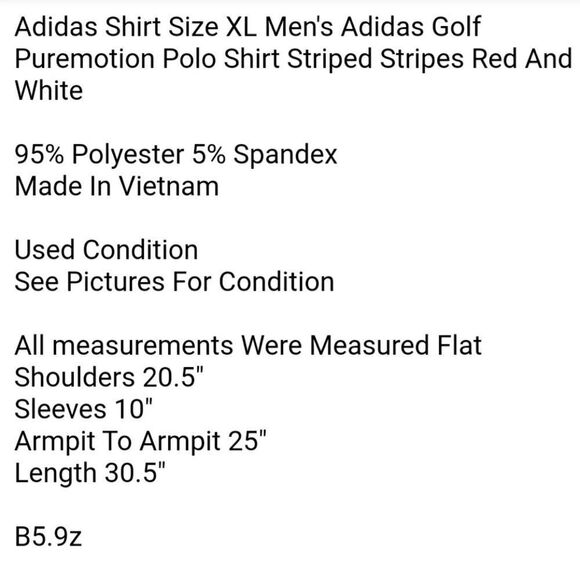 Adidas Shirt Size XL Men's Adidas Golf Puremotion Polo Shirt Striped Stripes Red - Picture 6 of 6